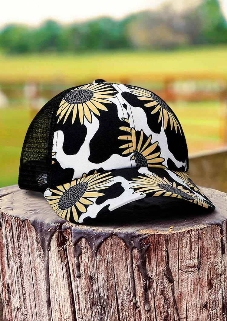 

Sunflower Cow Mesh Splicing Hollow Out Baseball Cap, Multicolor, SCM002187