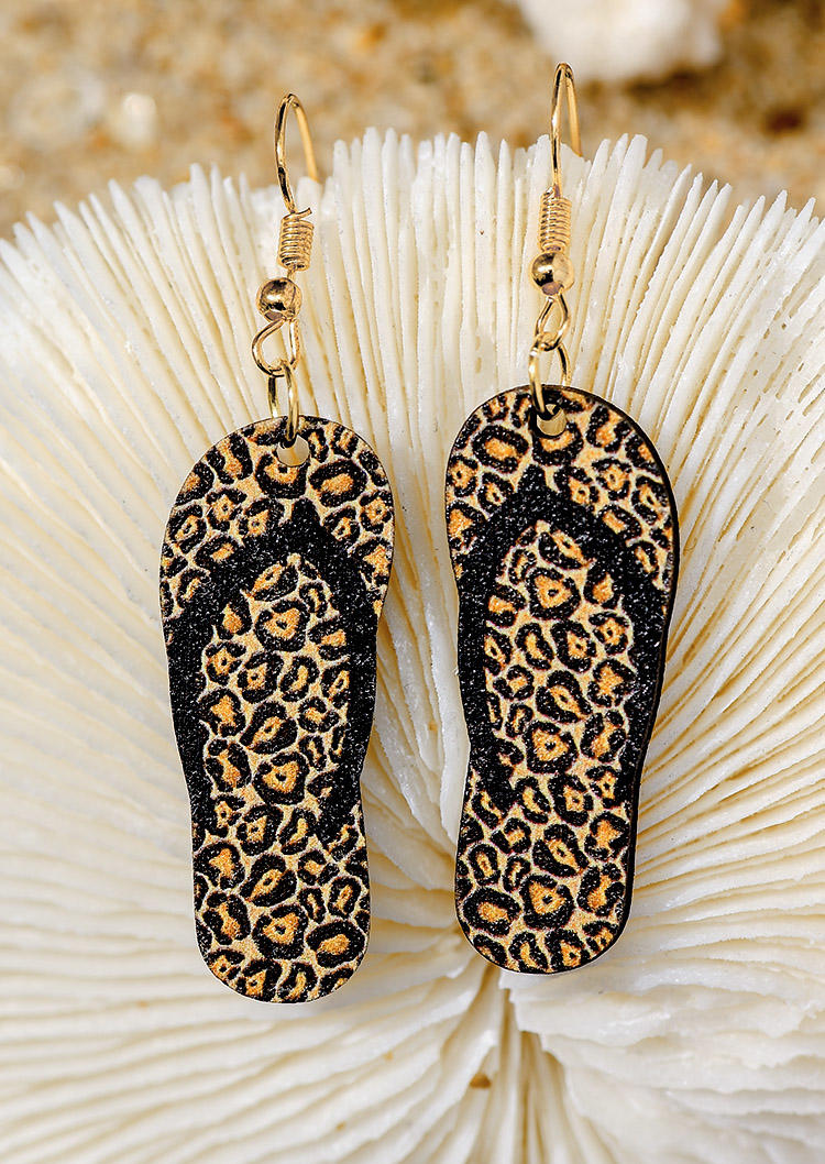 

Leopard Wood Slippers Earrings, SCM002190
