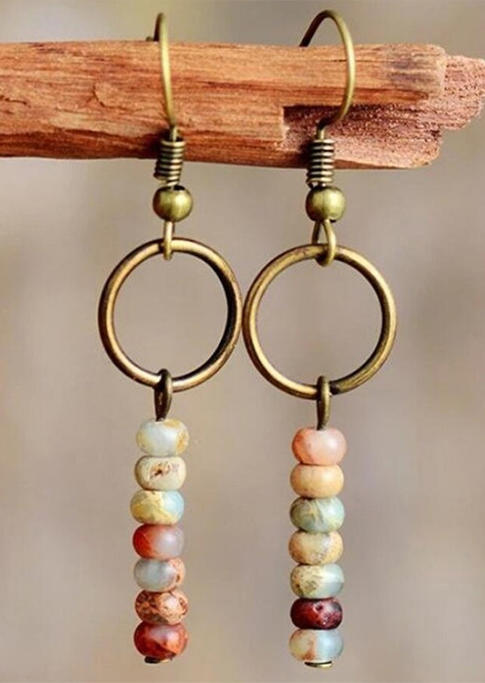 

Vintage Colorful Beading Hook Earrings, Multicolor, SCM002279