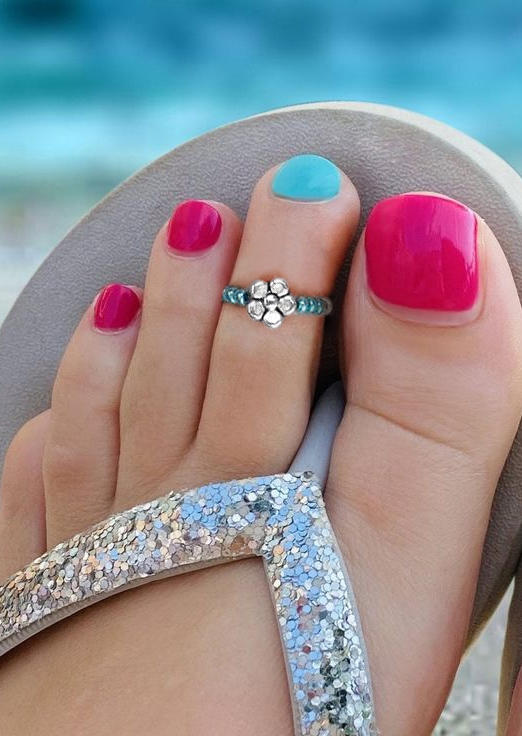 

Floral Beading Charm Toe Ring, Multicolor, SCM002386
