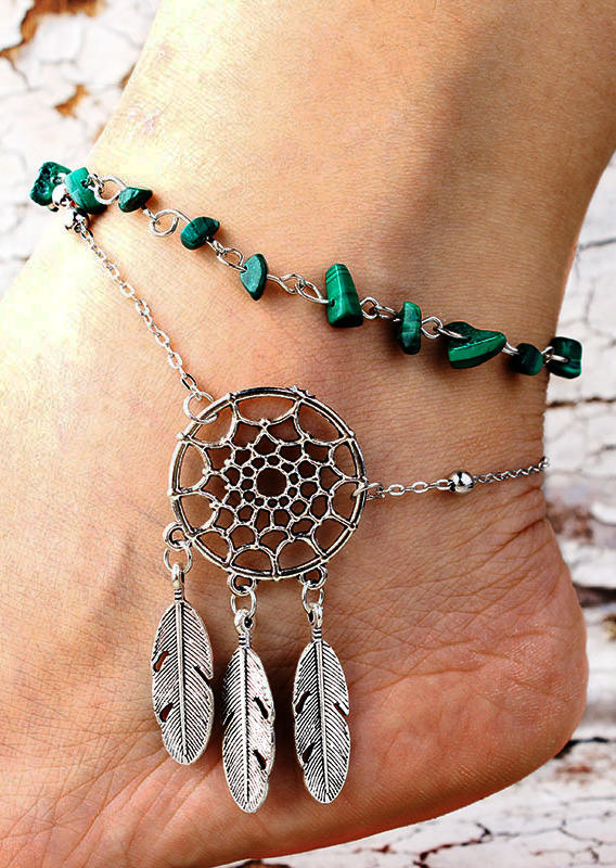 

Dreamcatcher Feather Turquoise Dual-Layered Anklet, Multicolor, SCM002388