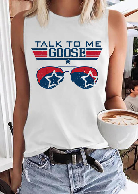 

Talk To Me Goose American Flag Star Tank - White, 534811