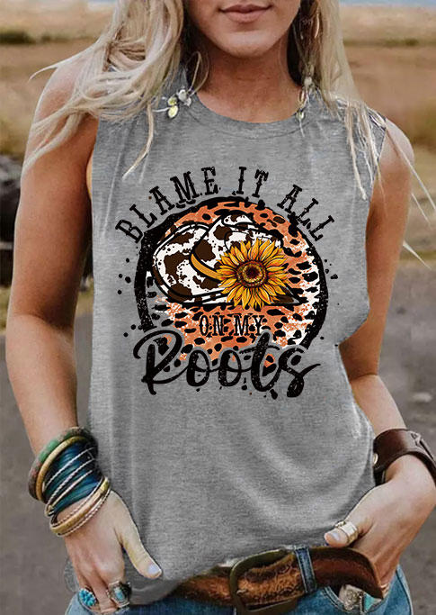 

Blame It On My Roots Country Music Tank - Gray, 536608