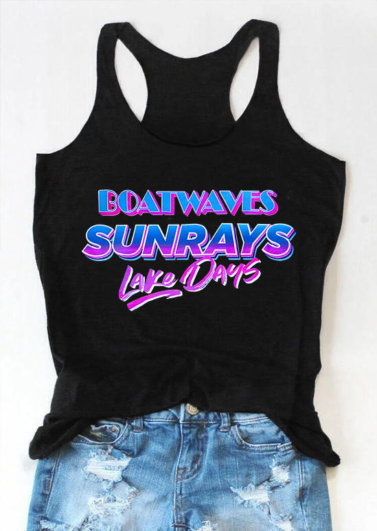

Boatwaves Sunrays Lake Days Racerback Tank - Black, 536653