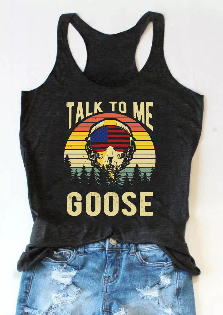 

Talk To Me Goose American Flag Racerback Tank - Dark Grey, Gray, 536726