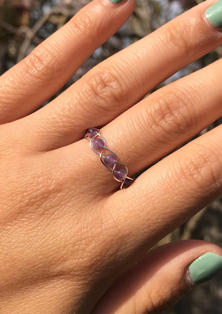 

Gemstone Wrapped Braided Ring, Purple, SCM001671