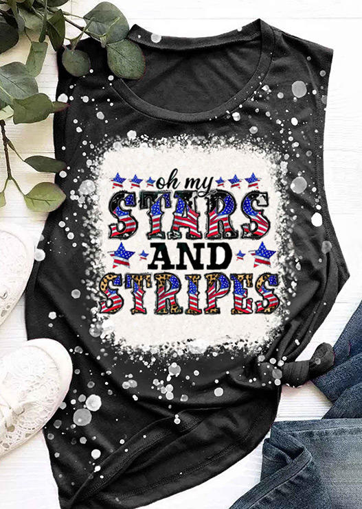 

Oh My Stars And Stripes American Flag Tank - Black, SCM002210