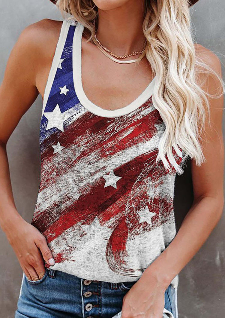 

American Flag Star Casual Tank, Multicolor, SCM002416