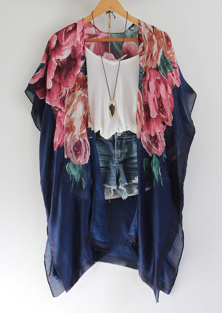 

Floral Short Sleeve Cardigan, Multicolor, SCM002534