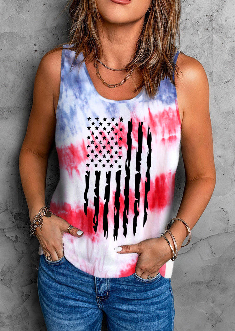 

American Flag Tie Dye Tank, Multicolor, SCM002594