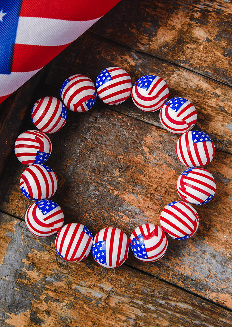 

American Flag Beading Bracelet, Multicolor, SCM002385