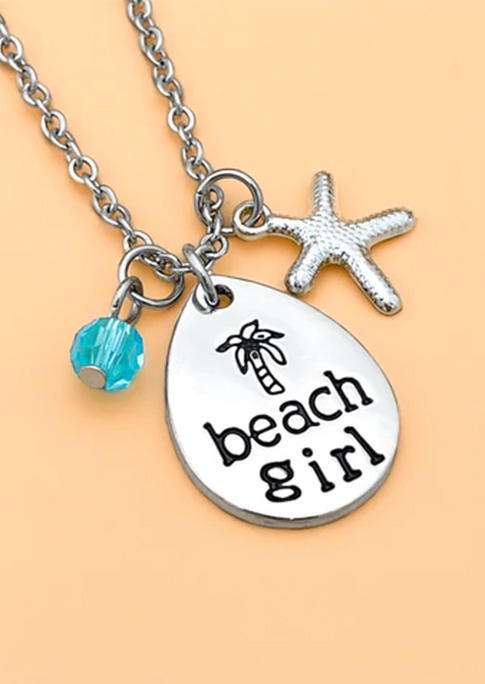 Beach Girl Coconut Tree Starfish Necklace