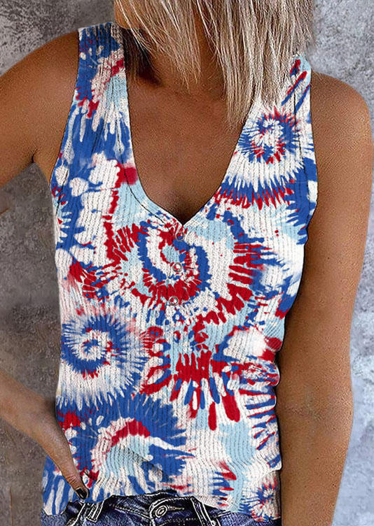

Tie Dye Swirl Snap Button Tank, Multicolor, SCM002472