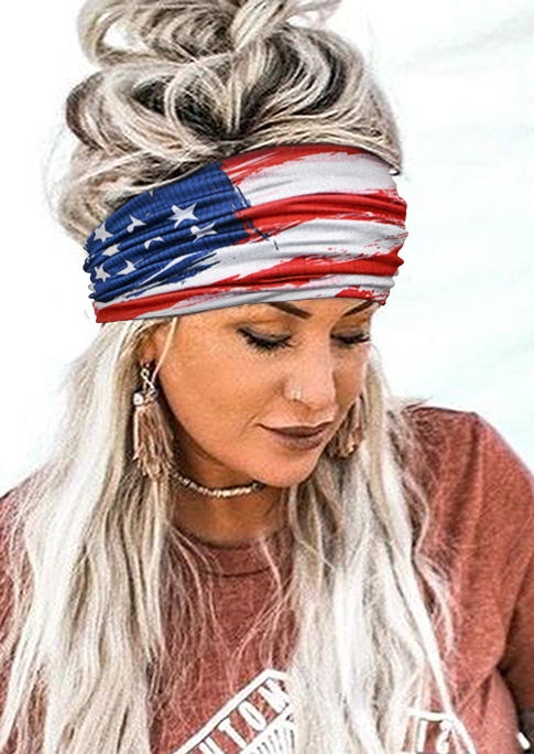 

American Flag Yoga Wide Headband, Multicolor, SCM002501
