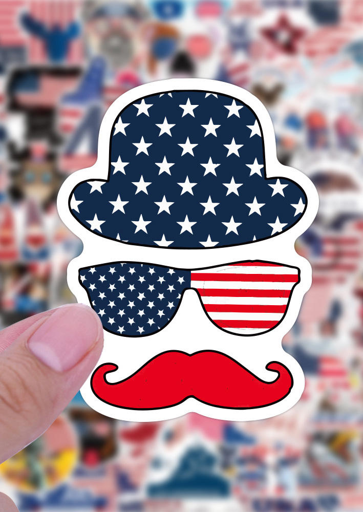 

American Flag Star Glasses Eagle Sticker Set, Multicolor, SCM002616