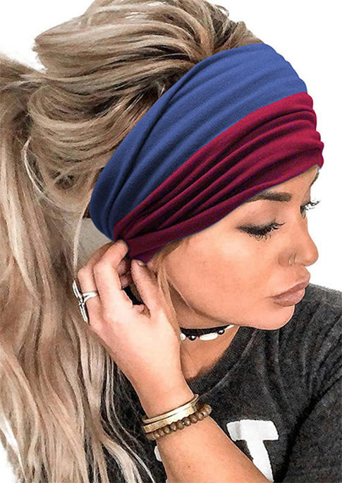

Color Block Twist Ruffled Yoga Wide Headband, Pattern1;pattern2, SCM002619