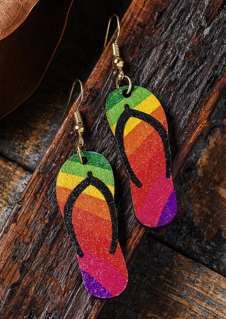 

Colorful Striped Glitter Slippers Hook Earrings, Multicolor, SCM002280
