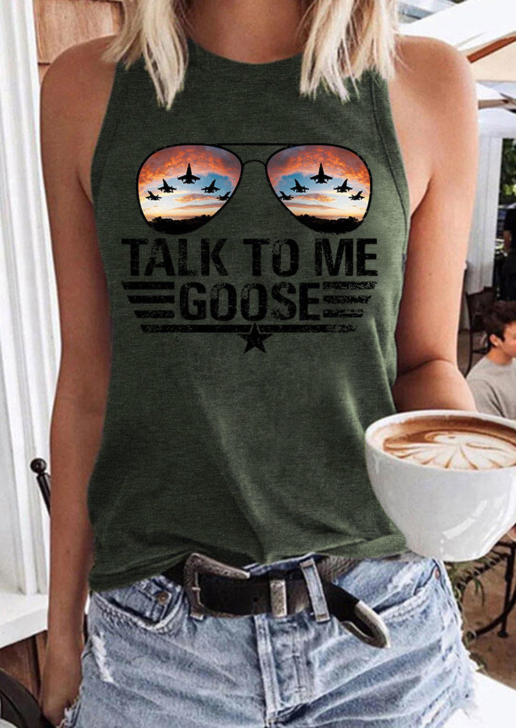 

Talk To Me Goose Star Glasses Tank - Army Green, SCM002654