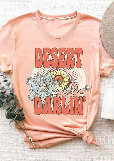 

Desert Darlin' Sunflower Cactus T-Shirt Tee - Pink, 534969