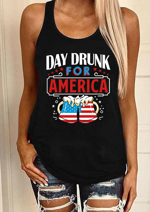 

Day Drunk For America Racerback Tank - Black, 536616