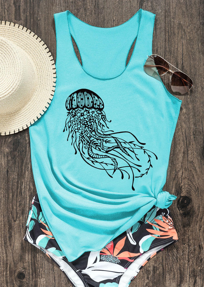 

Jellyfish Racerback Casual Tank - Cyan, 536773