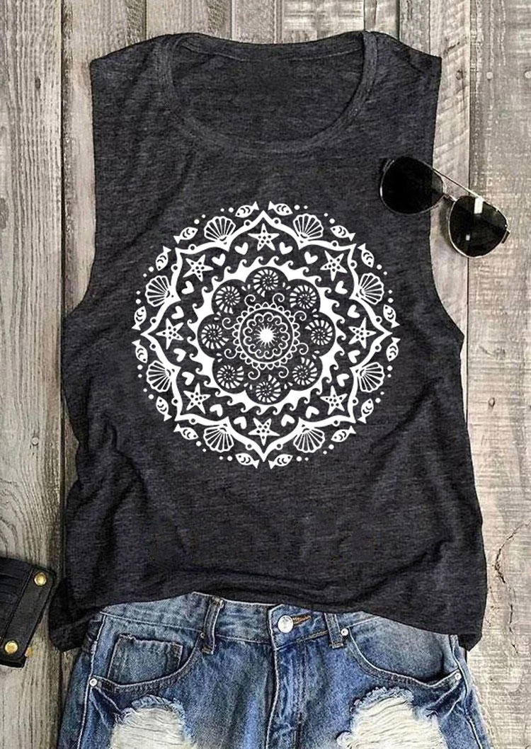 

Floral Shell Fish Star Heart Tank - Dark Grey, Gray, 536833