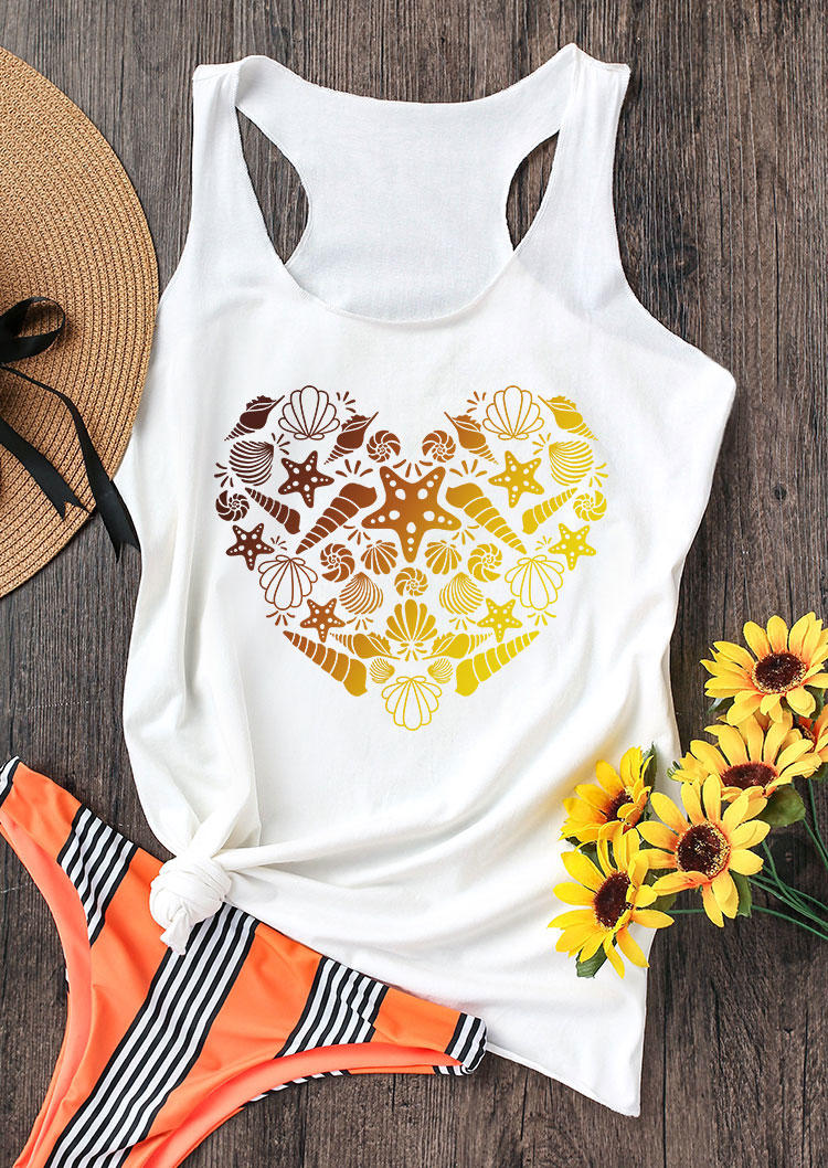 

Seashell Conch Heart Racerback Tank - White, 536837