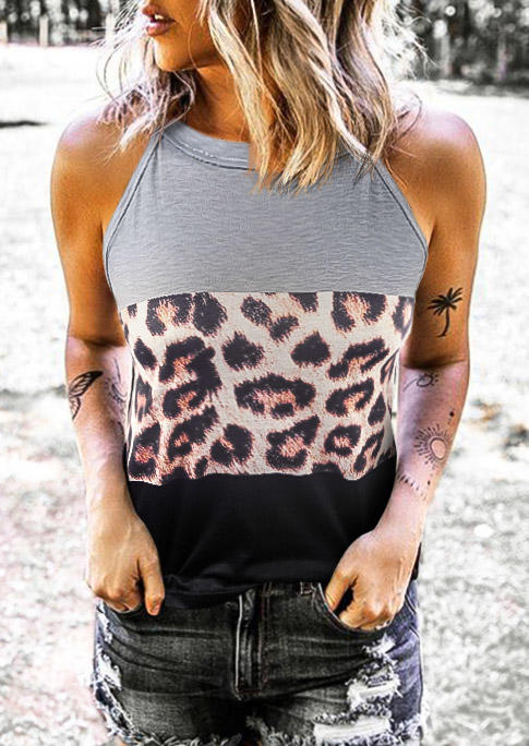 

Leopard Color Block Spaghetti Strap Camisole, Multicolor, SCM002452