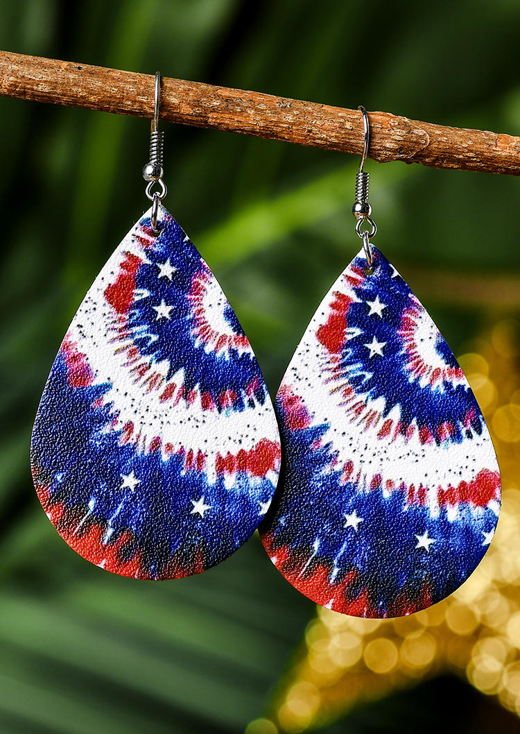 

Tie Dye Swirl Star Water Drop Earrings, Multicolor, SCM002705
