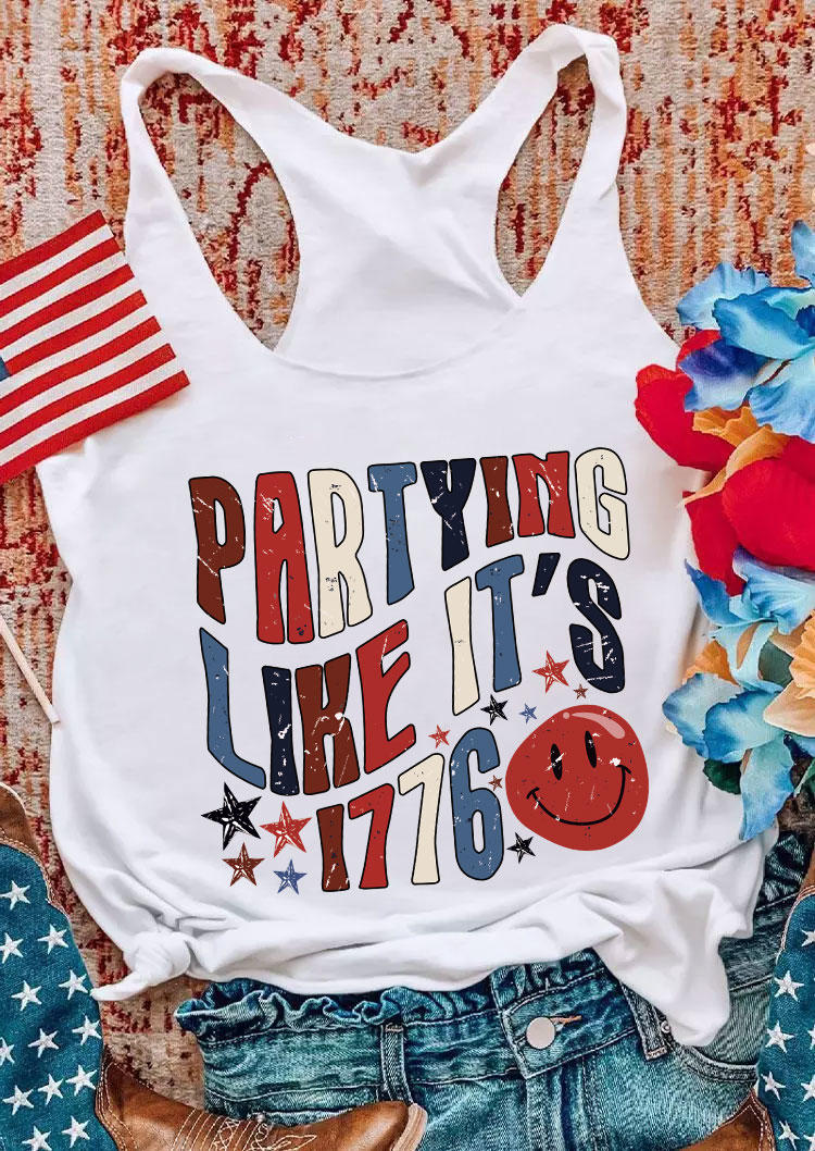 

Partying Like It's 1776 Star Racerback Tank - White, 536699