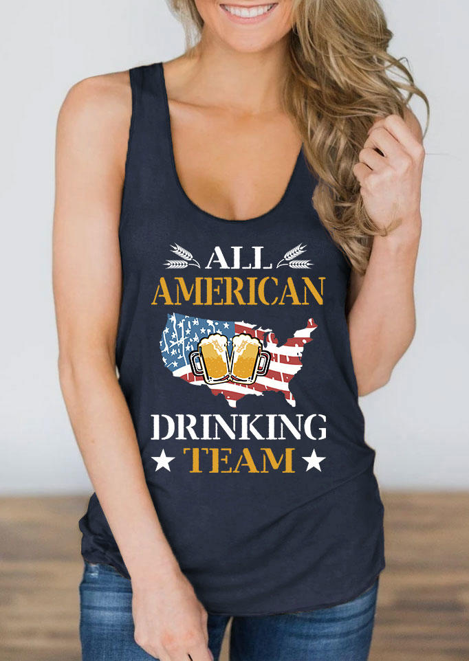 All American Drinking Team Racerback Tank - Navy Blue