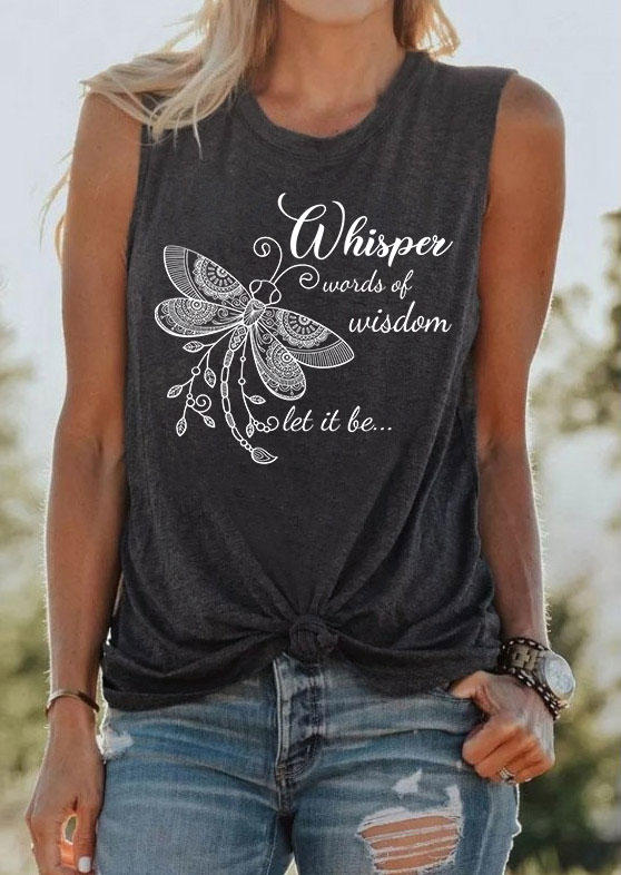 

Whisper Words Of Wisdom let It Be Dragonfly Tank - Dark Grey, Gray, 536970