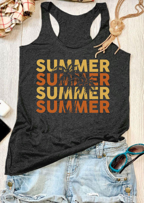 

Summer Coconut Tree Racerback Tank - Dark Grey, Gray, 536990