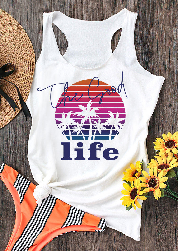 

The Good Life Coconut Tree Racerback Tank - White, 537020