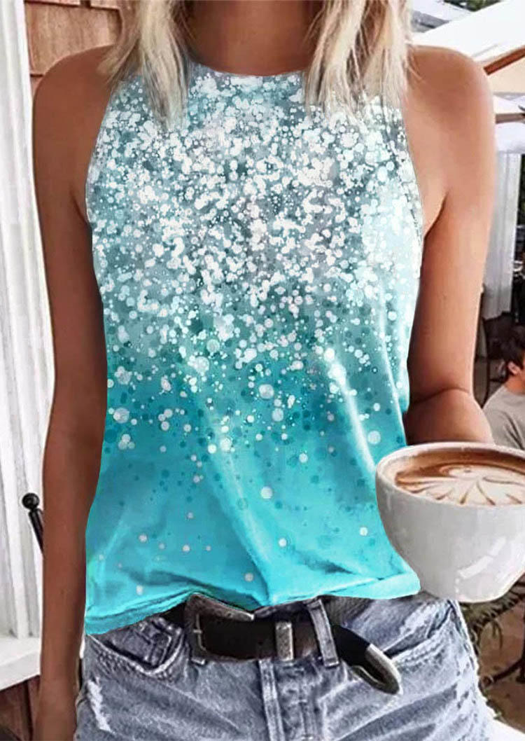 

Color Block Gradient Glitter Tank - Blue, SCM002601