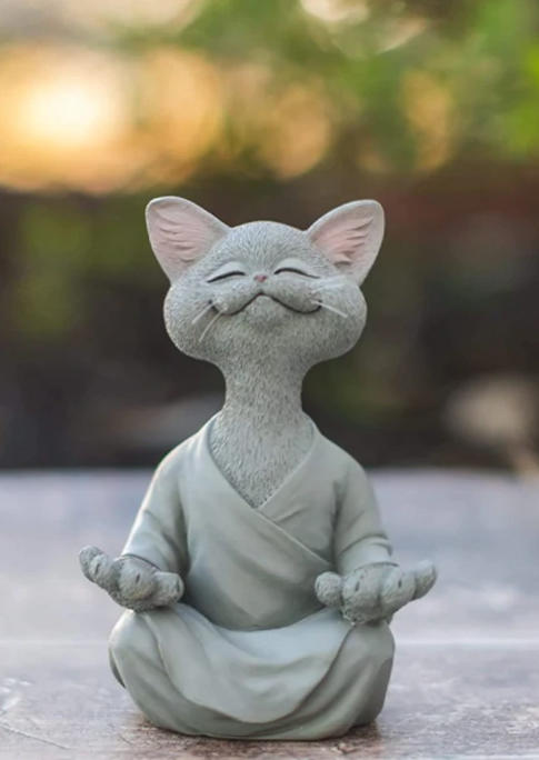

Cute Meditation Cat Craft Ornament, Gray, SCM002720