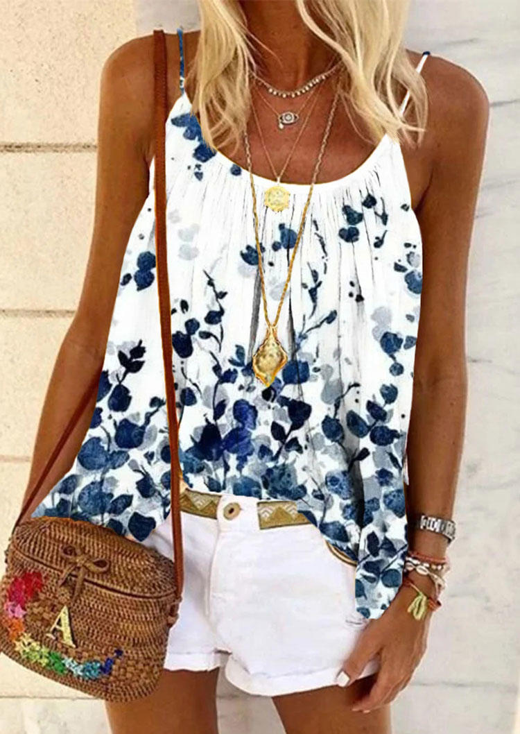 Floral Ruffled Casual Camisole - White
