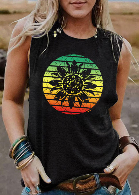 

Sunflower O-Neck Casual Tank - Black, 536907