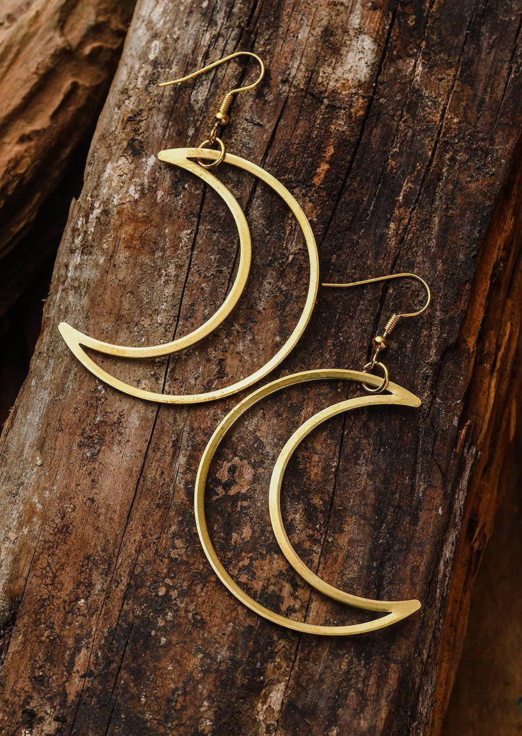 

Hollow Out Crescent Alloy Hook Earrings, Gold, SCM002235