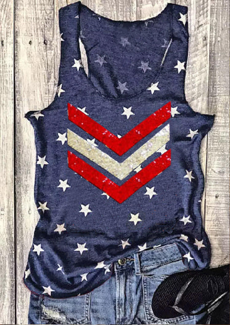 

Star O-Neck Racerback Tank - Navy Blue, SCM002251