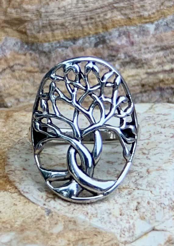 

Tree Of Life Hollow Out Alloy Ring - Silver, SCM002718