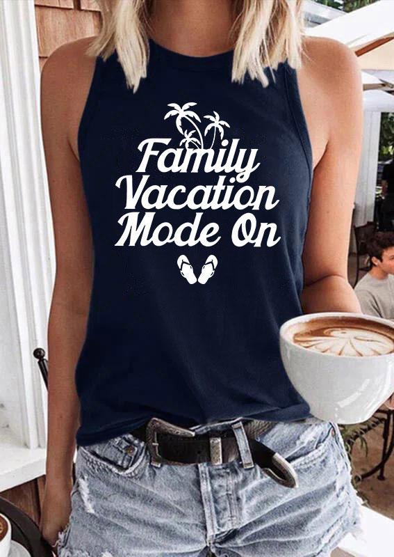 

Family Vacation Mode On Coconut Tree Tank - Navy Blue, 537018
