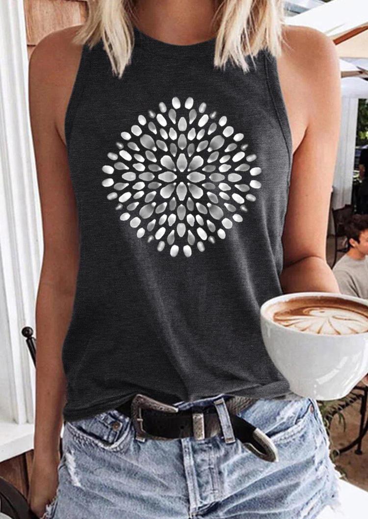

Petal Graphic O-Neck Tank - Dark Grey, Gray, 537043