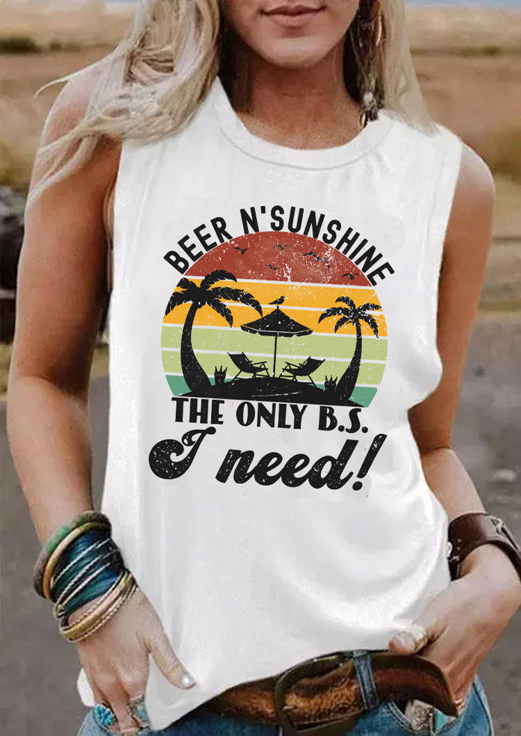 

Beer N' Sunshine The Only B.S. I Need Tank - White, 537094