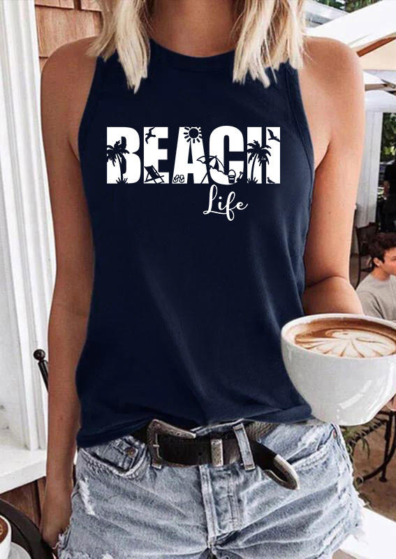 

Beach Life Coconut Tree Tank - Navy Blue, 537105