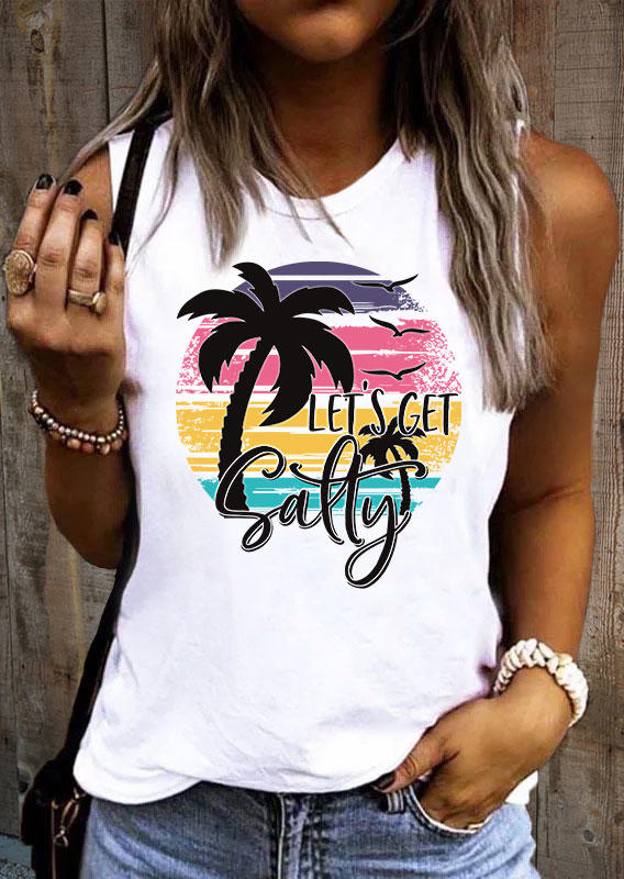 

Let' Get Salty Coconut Tree Tank - White, 537122