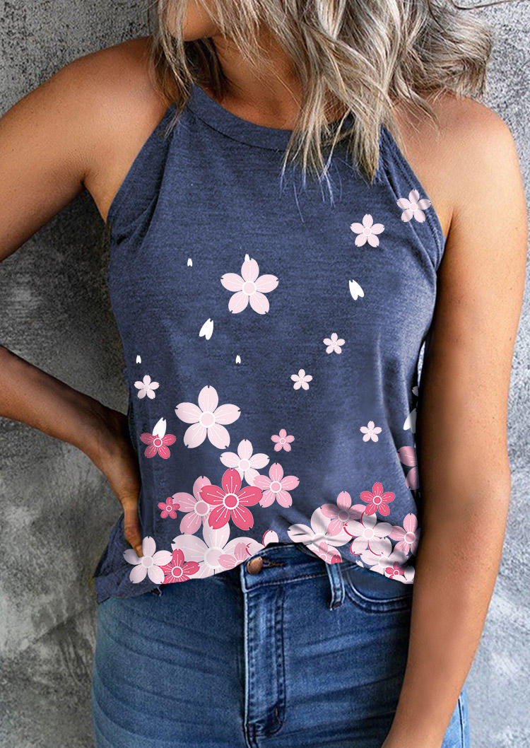 

Cherry Blossoms O-Neck Camisole - Royal Blue, SCM002454