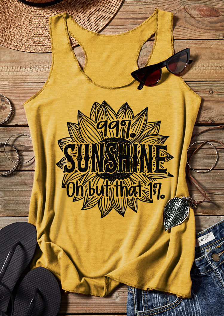 

99% Sunshine Oh But That 1% Sunflower Racerback Tank - Yellow, 536998