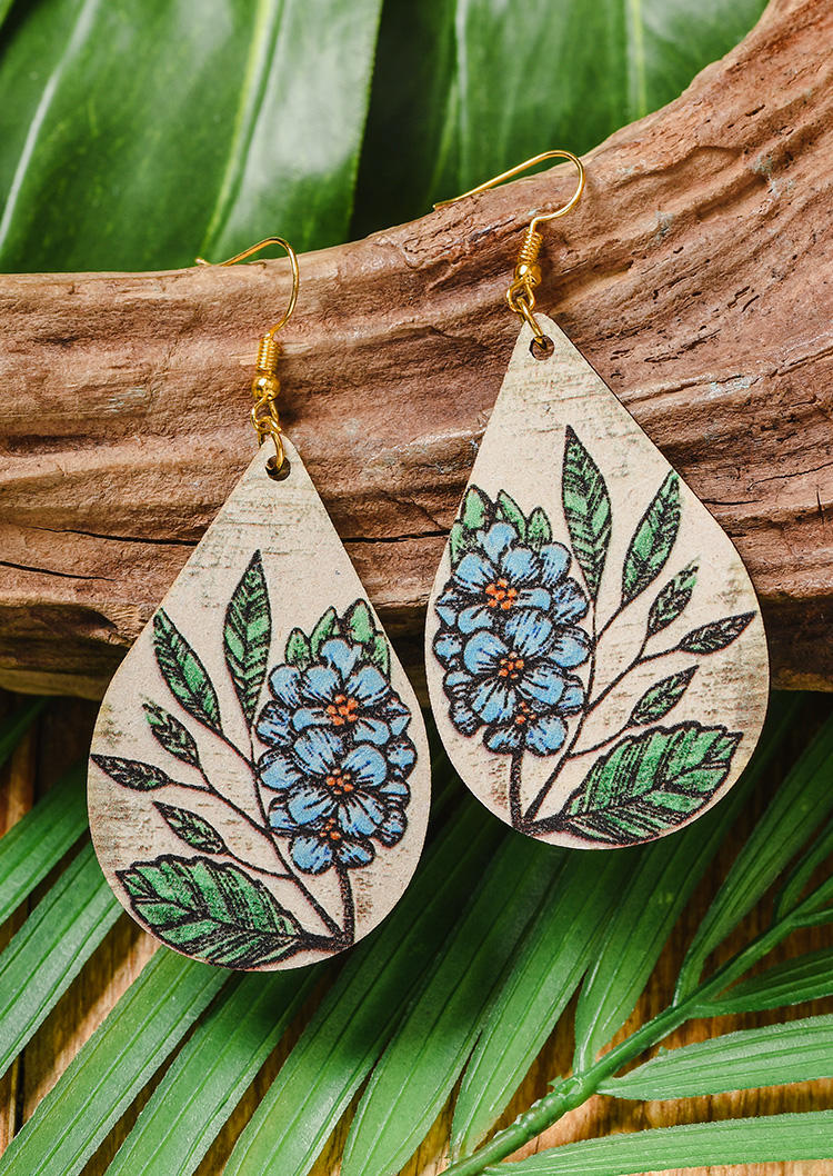 

Flower Leaf Water Drop Earrings, Multicolor, SCM002623