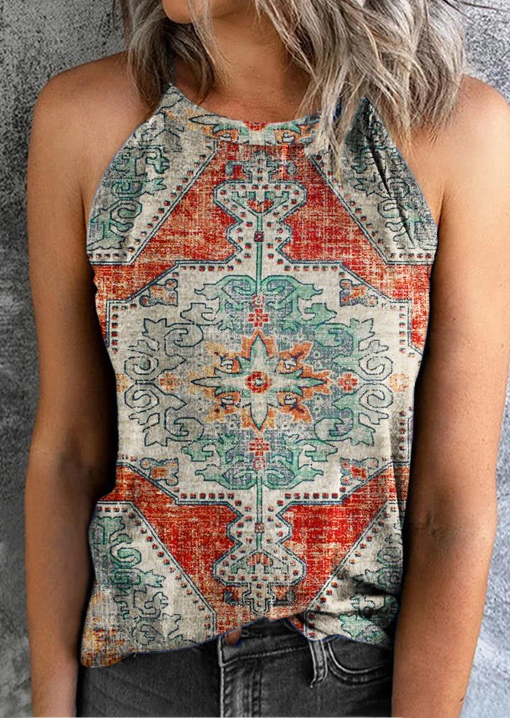 

Aztec Geometric Casual Camisole, Multicolor, SCM002738
